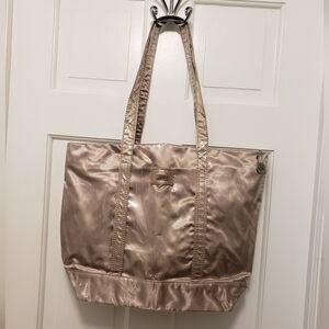 The SAK Goldtone Vinyl Shoppers Tote, Zip Close